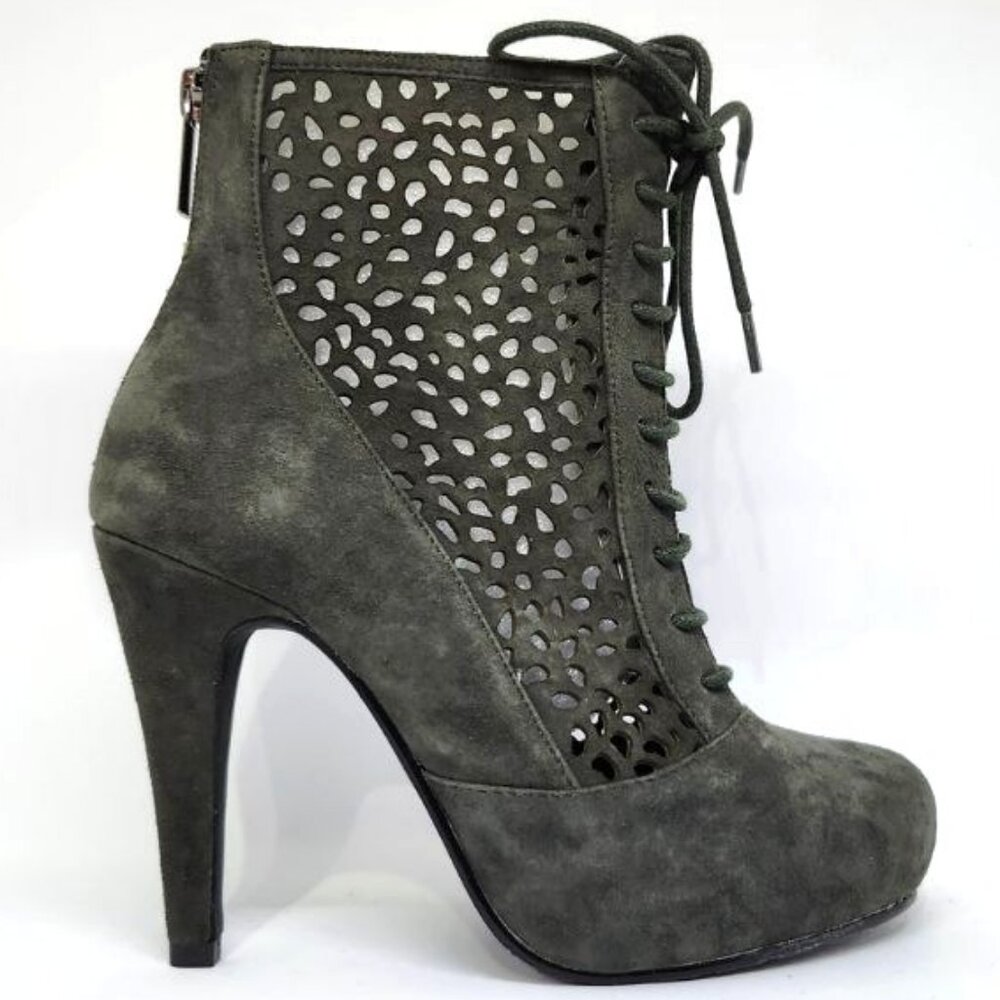 Sacha London Women's Grey Suede Ankle Boot W/Perforated Upper Design Size 6.5